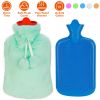 2L Hot Water Bottle w/ Plush Cover Classic Natural Rubber Hot Water Bag Feet Warmer For Pain Relief Hot Compress Heat Therapy Warm Neck Shoulders