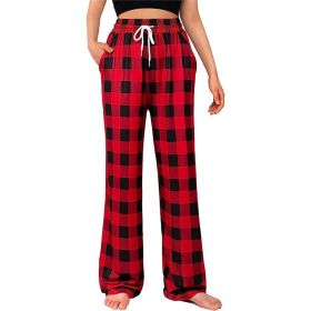 Women's Buffalo Plaid Pajama Pants Stretch Lounge Bottoms with Drawstring and Pockets (size: XL)