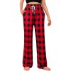 Women's Buffalo Plaid Pajama Pants Stretch Lounge Bottoms with Drawstring and Pockets