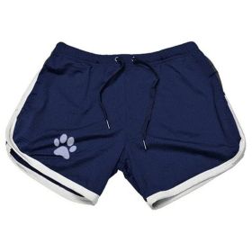 Men Gym Fitness Shorts Bodybuilding sports Jogging shorts Male 2022 Summer Cool Breathable Mesh casual men Shorts Sweatpants (Color: Navy blue white, size: L)