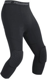 Men's Basketball Sports Tight Pants 3/4 Compression Workout Leggings Knee Pads (Legging Size: XL, Legging Color: Black)