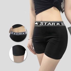 Women's High Waist Letter Print Shorts â€“ Stretchy Gym, Dance & Yoga Hot Pants (Color: Black, size: L)