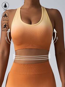 High Impact Sports Bras For Women,Racerback Running Bra Workout Crop Tank Tops Longline Sports Bra Push Up (Color: Orange, size: S)