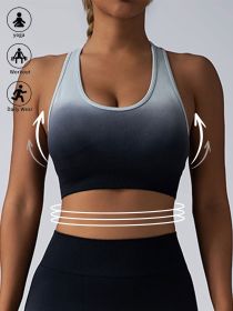 High Impact Sports Bras For Women,Racerback Running Bra Workout Crop Tank Tops Longline Sports Bra Push Up (Color: Black, size: M)