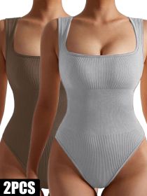 2 Pack Womens, One Piece Jumpsuits For Women, Ribbed Workout Tops For Women Clothing, Seamless Tank Tops Rompers (Color: 2PACK3, size: L)
