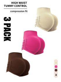 3 Pack Workout Shorts For Women Seamless Scrunch Butt Lifting High Waisted Yoga Gym Booty Running Short Pants (Color: 3PACK1, size: M)