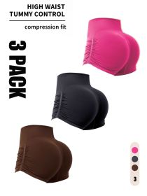 3 Pack Workout Shorts For Women Seamless Scrunch Butt Lifting High Waisted Yoga Gym Booty Running Short Pants (Color: 3PACK4, size: L)