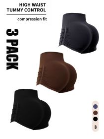 3 Pack Workout Shorts For Women Seamless Scrunch Butt Lifting High Waisted Yoga Gym Booty Running Short Pants (Color: 3PACK5, size: M)