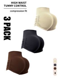 3 Pack Workout Shorts For Women Seamless Scrunch Butt Lifting High Waisted Yoga Gym Booty Running Short Pants (Color: 3PACK2, size: L)