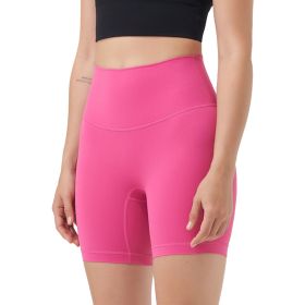 Women's High Waist Biker Shorts Tummy Control Pants Athletic Leggings Spandex Booty Shorts with 6.3In Inseam No Front Seam for Workout Yoga Running Vo (Color: Pink, size: XL)
