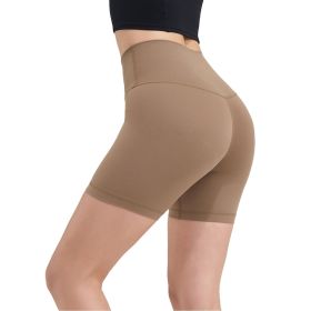Women's High Waist Biker Shorts Tummy Control Pants Athletic Leggings Spandex Booty Shorts with 6.3In Inseam No Front Seam for Workout Yoga Running Vo (Color: Coffee, size: XL)