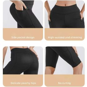 Women's High-Waisted Peach Lift Sharkskin Biker Shorts â€“ Lightweight 5-Inch Yoga & Workout Compression Shorts' (Color: Black, size: S)