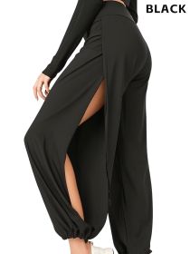 High Slit Boho Harem Yoga Pants for Women â€“ Flowy, Trendy & Comfortable (Color: Black, size: S)