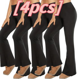 4pcs Butt-Lifting Flare Yoga Pants â€“ High Waist, Ultra Stretch, Naked Feel Leggings for Women (Color: Black four-day pack, size: XXL)