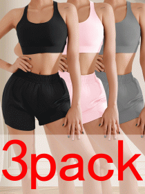 3pcs Cooling Quick-Dry Workout Shorts â€“ Breathable, Loose Fit, Perfect for Summer (Colour: The three-color package is black, gray and pink, size: M)