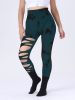 2 Pack Hollow Sexy High Elastic Women's Tie Dye Cutout Tights High Waist Workout Yoga Leggings, Scrunch Butt Lifting Elastic Pants