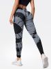 Tie-dye High Waist Tummy Control Butt Lifting Moisture Wicking Quick Drying Seamless Tie Dye Yoga Pants, Running Sports Tight Pants
