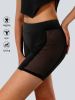 High-Waist Mesh Panel Yoga Shorts â€“ 3'' Inseam, Sheer & Sexy, Stretchy Workout Essentials for Women"